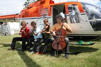 Musiker des Helikopter Streichquartetts des Braunschweiger Staatstheaters Johannes Denhoff, Luciana Duta, Zazie Lewandowski und Karl Huros