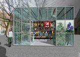 Gewchshaus mit Tauschbibliothek zur Stadt der Wissenschaft 2007 auf dem Domplatz.  Entwurf und Design: KSP ENGEL UND ZIMMERMANN GmbH